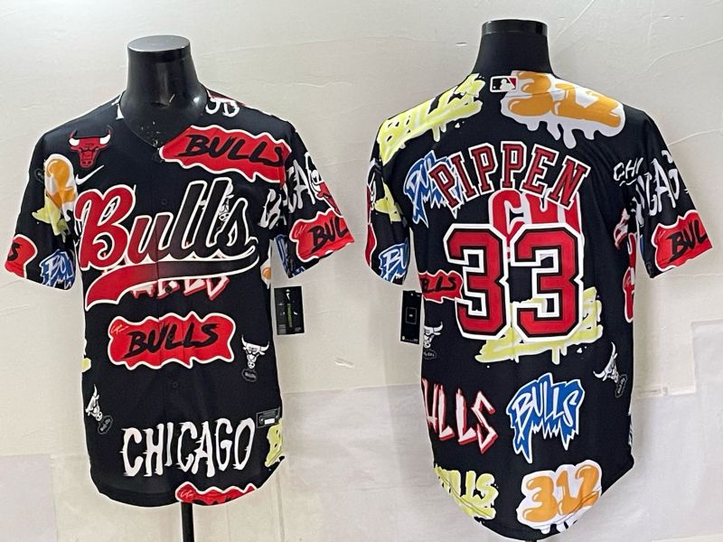 Men Chicago Bulls Nike 33 Pippen black NBA 2025 Jersey style 033